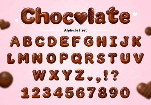 Chocolate Themed Alphabet  Design Font Set