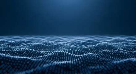 Abstract digital waveform landscape with blue gradient background for data visualization