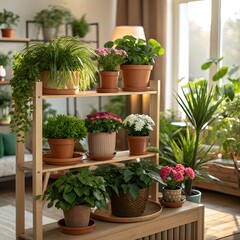 flower pots in a garden