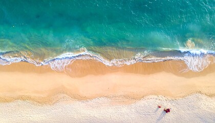 Obraz premium Sea beach top view background, ocean coastline