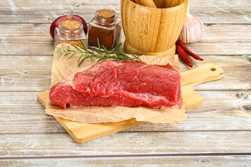 Raw beef flesh for cooking