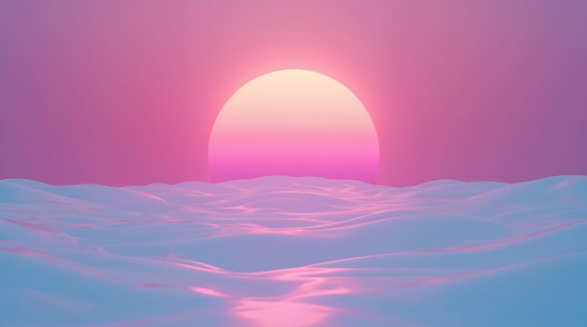 Vaporwave sunset abstract scene with pastel waves and vibrant sky