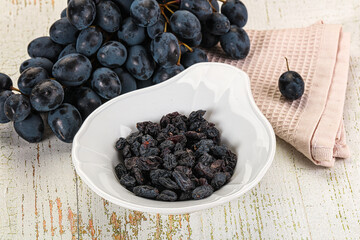 Dry ripe sweet blue raisin