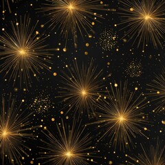 Golden firework bursts on black background for festive celebrations