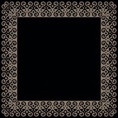 Oriental vector gold square frame with arabesques and orient elements. Traditional classic ornament. Vintage, ethnic vector frame with arabesques EPS. Pattern frame for textiles, plate, embroidery