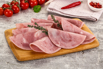 Sliced pork ham sausages slices