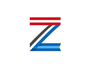 Stylized letter Z formed with colorful ribbons on white background.