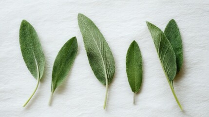 Fresh sage leaves on white background isolated. Generative AI