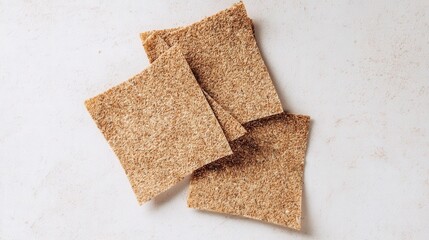 Crispbread squares on white background isolated. Generative AI
