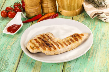 Grilled Turkey fillet breast served sauce