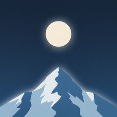 Abstract mountain landscape with full moon at night sky  