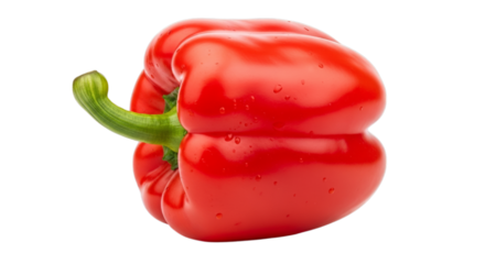 Red Bell Pepper Vegetable, Fresh Paprika Isolated on Transparent Background