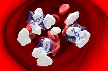 Gene therapy in diabetes &ndash; section view 3d illustration