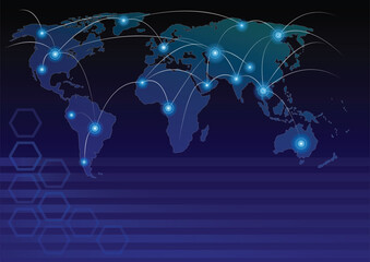 Global Network Connection. World Map Communication. Digital Business Network.