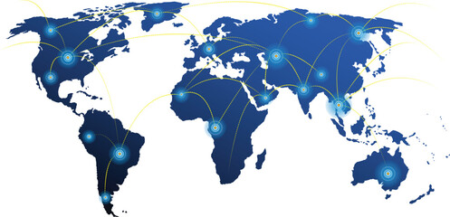 Global Network Connection. World Map Communication. Digital Business Network.