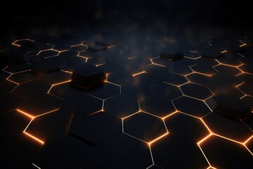 Obraz premium Hexagon symbol on dark background backgrounds abstract light.