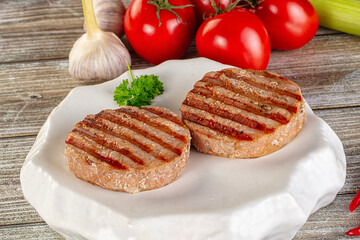 Grilled tuna steak fillet medallion