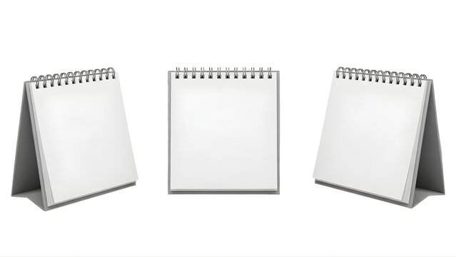 Desk calendar mockup blank white paper template for office organization and schedule planning design 2026 on transparent background