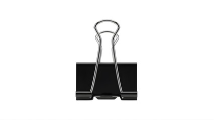 Naklejka premium Black binder clip office supply stationery metal clamp paper isolated background tool business 100mm on transparent background