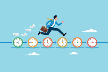 Professional racing against the clock with paperwork, emphasizing efficient time management and productivity demands