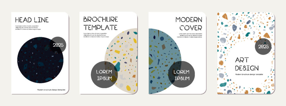 School notebook cover design. Terrazzo abstract