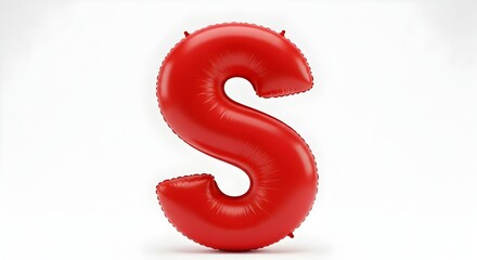 Red Foil Balloon Letter S - Isolated 3D Rendering on White Background for Party Decoration