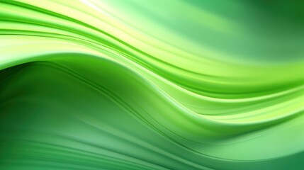 Abstract Green Wave Background with Smooth Flowing Lines.
