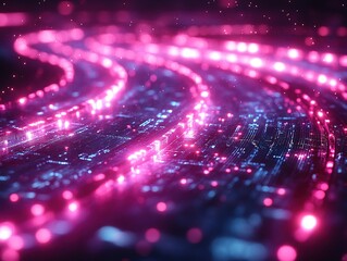 Pink Blue Tech Network Lines Dynamic Data Visualization Design Material