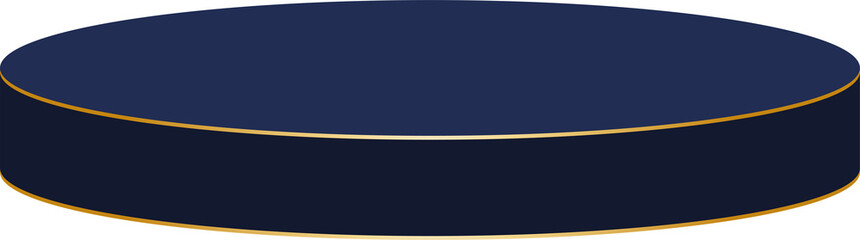 Simple Navy Blue and Gold Display Podium 3D Cylinder Podium in a Semicircle