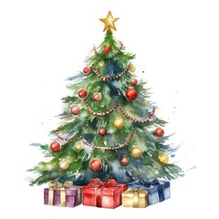 Decorated christmas tree plant white background anticipation.