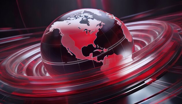 World News Globe A Modern Design Concept with Rings of Light and Dynamic Visuals