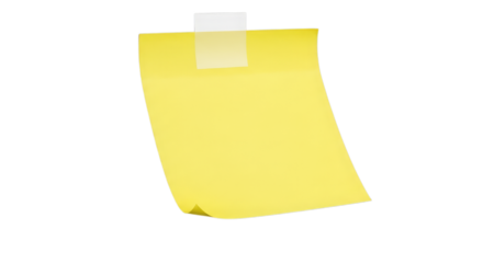 a yellow sticky note (Post-it) isolated on a transparent background. Perfect for office, memo, reminder, and stationery concepts.