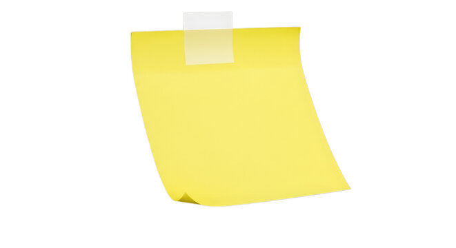 a yellow sticky note (Post-it) isolated on a transparent background. Perfect for office, memo, reminder, and stationery concepts. - Powered by Adobe