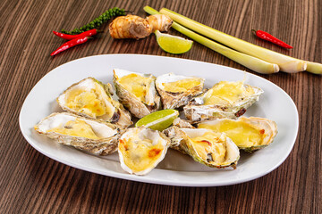 Gourmet baked oysters with cheese