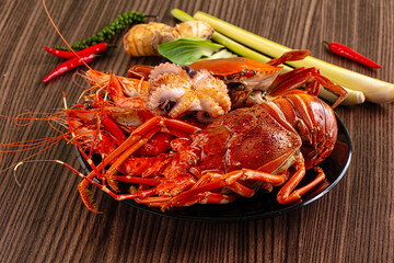 Seafood plate - lobster, crab, prawm octopus