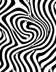 Bold black and white stripes create a dynamic, abstract pattern.