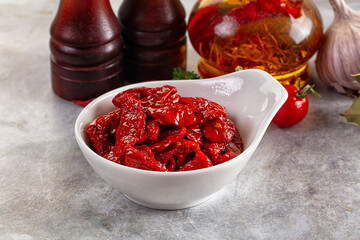 Tasty dried tomatoes in the bowl