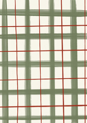 Hand drawn, hand painted PNG christmas classic checkered plaid  background texture for cards, posters, invitations, banners. Quirky whimsical style
