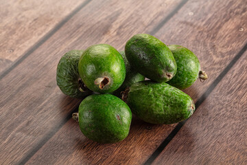 Fresh sweet juicy green feijoa fruit