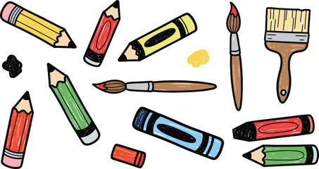 Child Artist Crayon and Brush Illustration Packs.