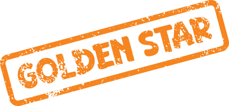 Golden Star rubber stamp impression for excellence achievement and top tier performance recognition