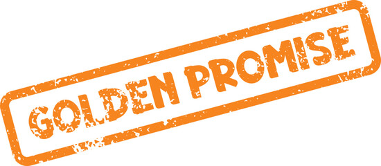 A textured orange grunge stamp presenting the significant phrase Golden Promise for commitment messages