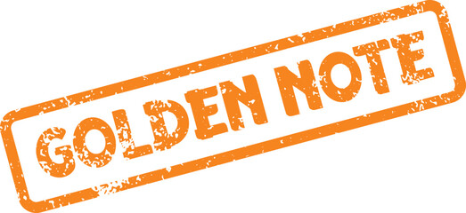 Distressed orange rectangular stamp featuring Golden Note lettering on a clean white surface