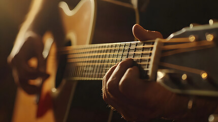 Fototapeta premium Retro-inspired guitar image, closeup of electric and acoustic instruments with space for event details