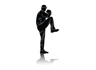 Baseball player preparing to throw. Baseball player vector illustration.