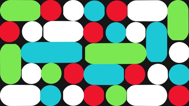 4K footage Retro futuristic elements for design. colorful round rotate. Collection of abstract graphic geometric symbols objects. Ideal for presentations, motion graphics, and digital art - Powered by Adobe