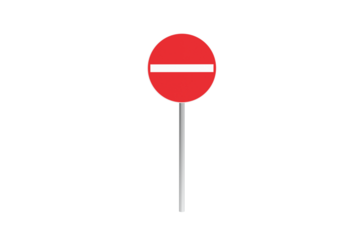 No entry road sign front view without shadow 3d render