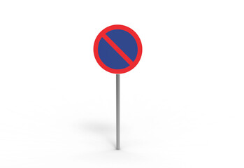 no waiting road sign front view with shadow 3d render