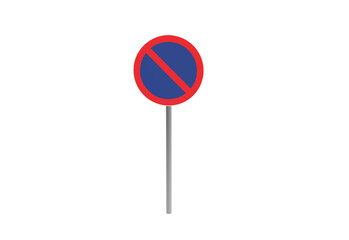 no waiting road sign front view without shadow 3d render