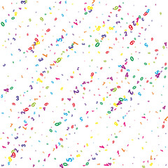 Falling colorful numbers. Math study concept with